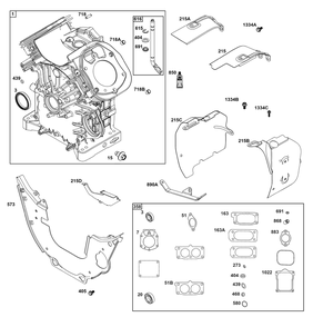 Cylinder Group Diagram and Parts List for 613477-0267-J1 400000 - 699999 Briggs and Stratton Engine